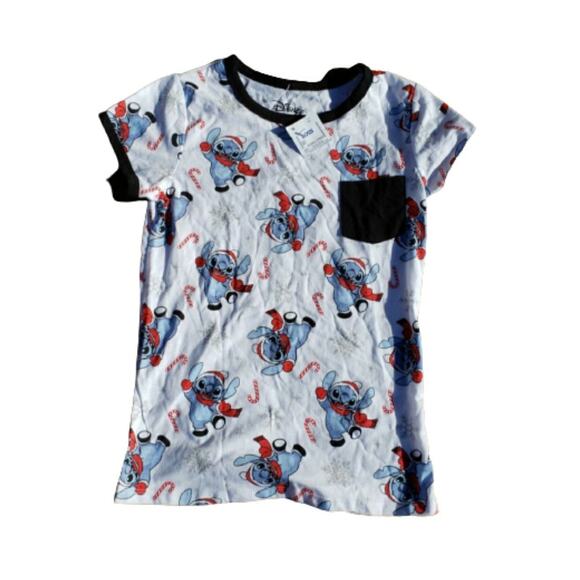 Disney Stitch Girls MD Christmas t-shirt new with tags - Picture 1 of 5